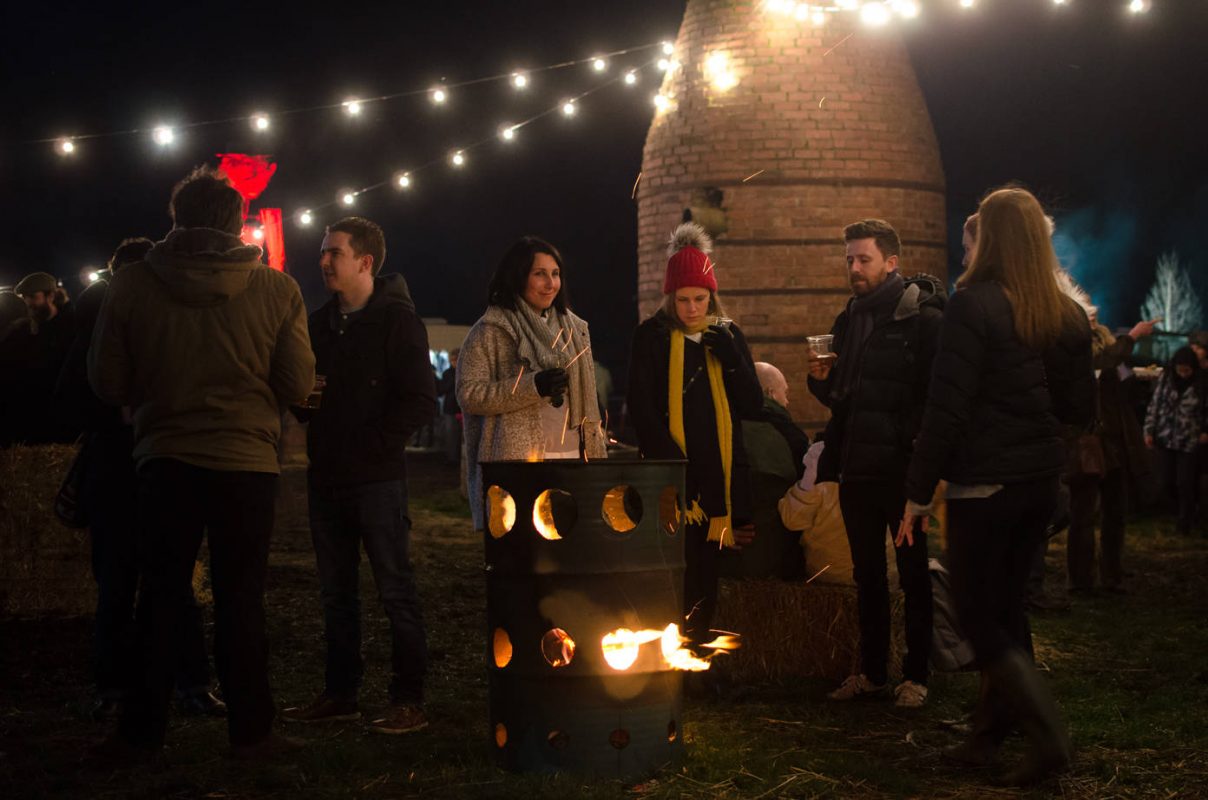 People celebrating in the cool night - Huon Valley Mid Winter Festival