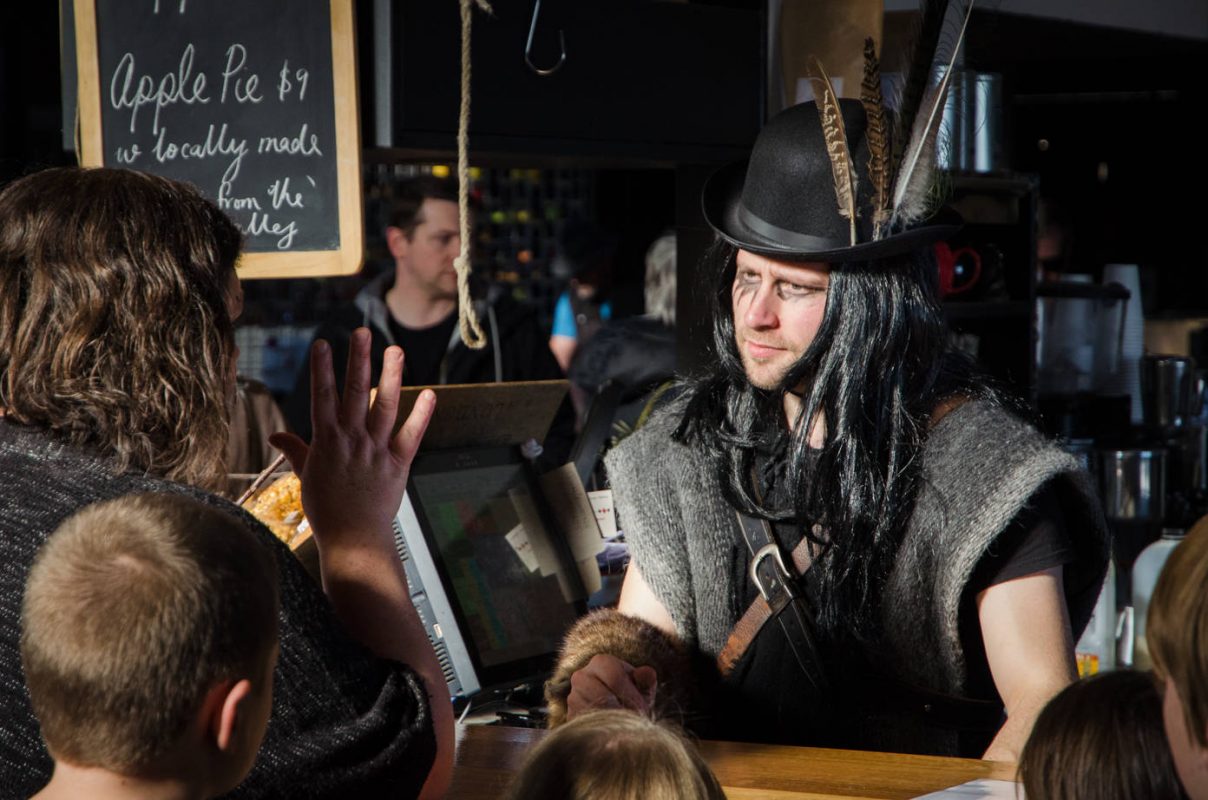 Server dressed as an apache - Huon Valley Mid Winter Festival