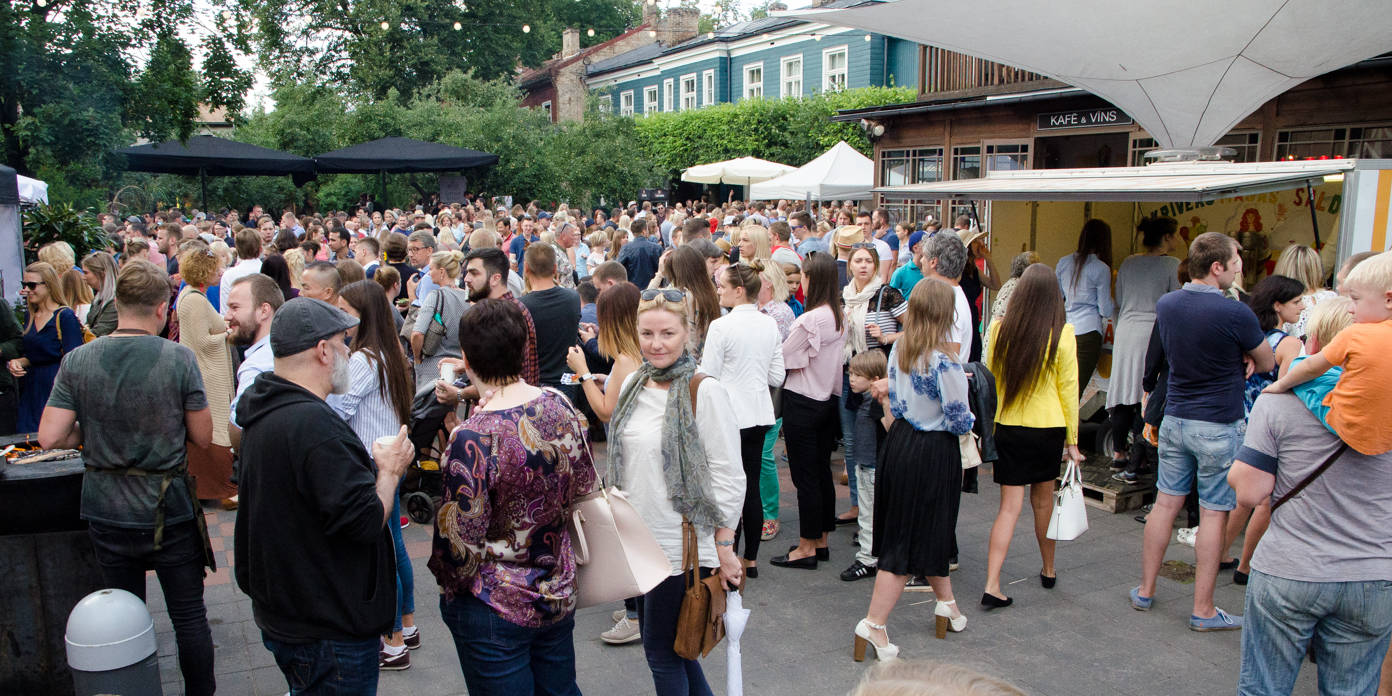 Crowds at Kalnciema Street Food Festival - Latvian food in Riga