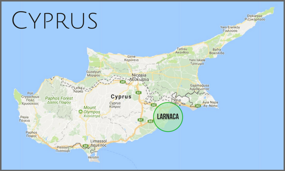 ラルナカとキプロスの地図