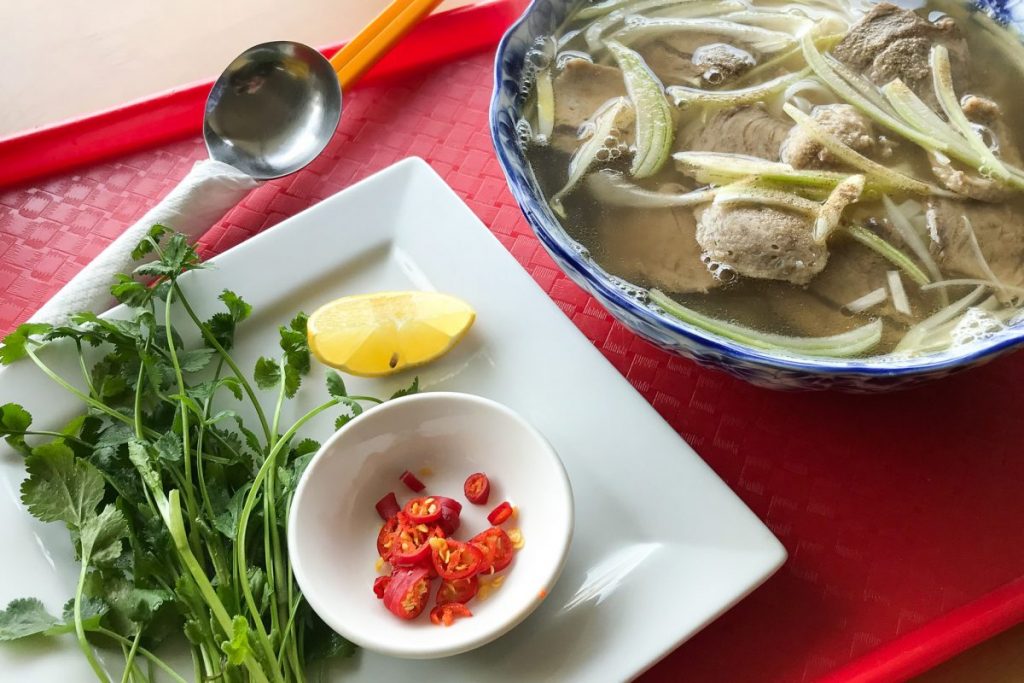 Steaming bowl of beef pho - Ha Long Kitchen